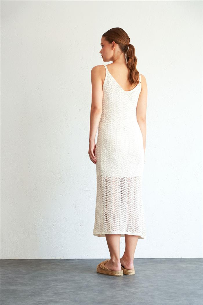 Avrile Kadın AJURLU TRİKO ELBİSE HAM EKRU A92365-S