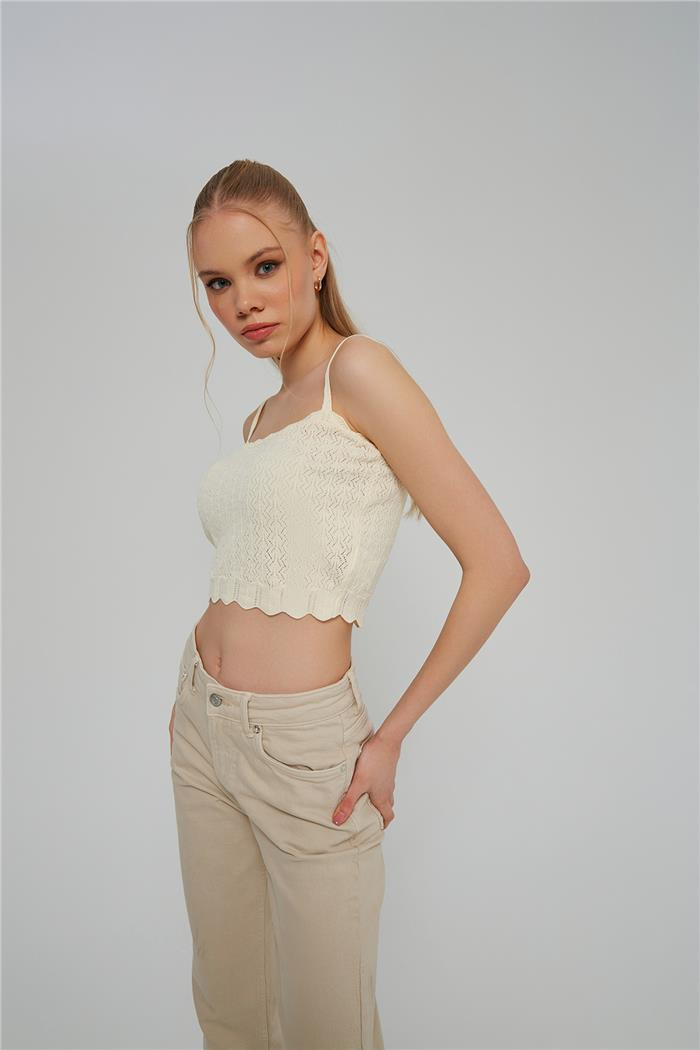 Avrile Kadın Askılı Triko Atlet HAM EKRU A92302-S