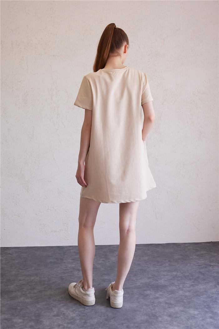 Avrile Kadın Bisiklet Yaka Basic Elbise BEJ A23-10222