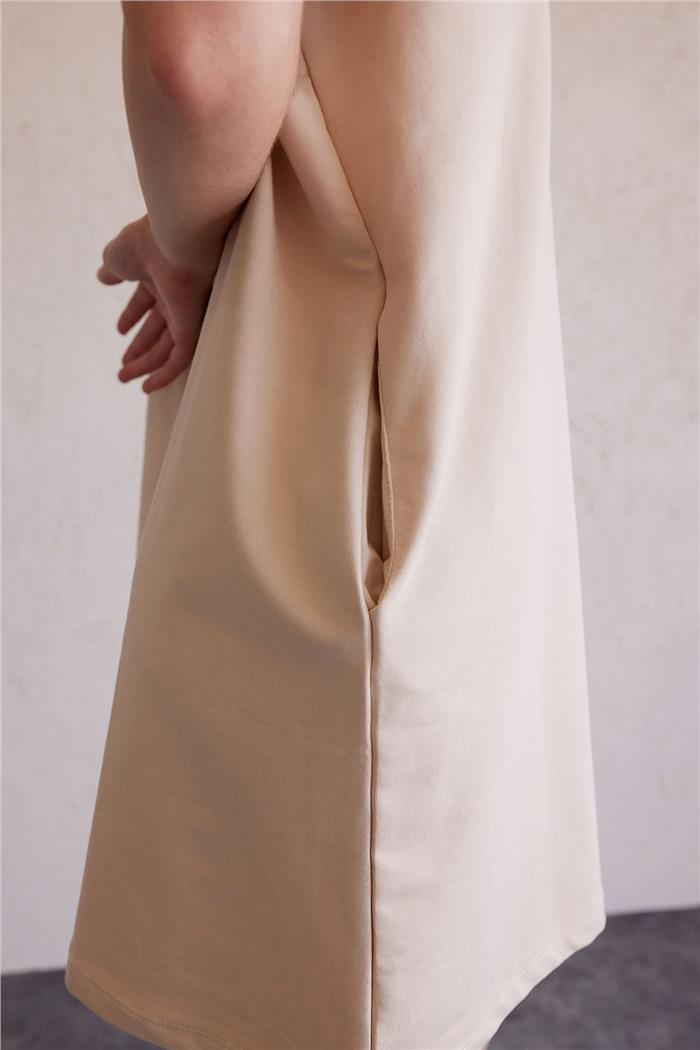 Avrile Kadın Bisiklet Yaka Basic Elbise BEJ A23-10222