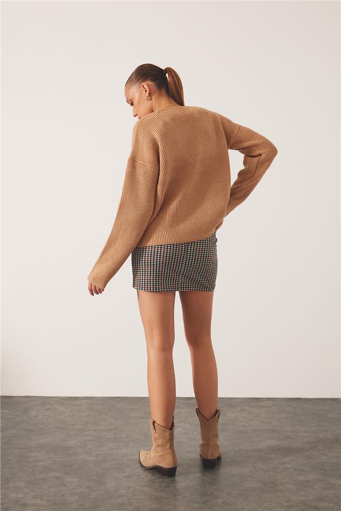 Avrile Kadın Bisiklet Yaka Triko Kazak CAMEL A92263-S