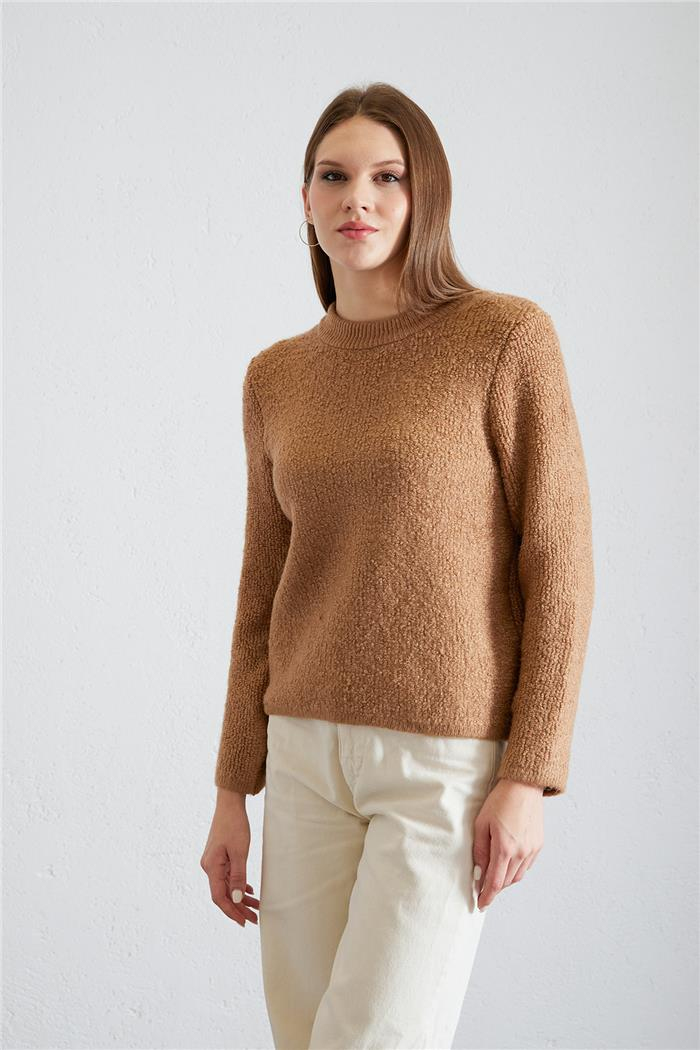 Avrile Kadın Bisiklet Yaka Triko Kazak CAMEL A92460-S