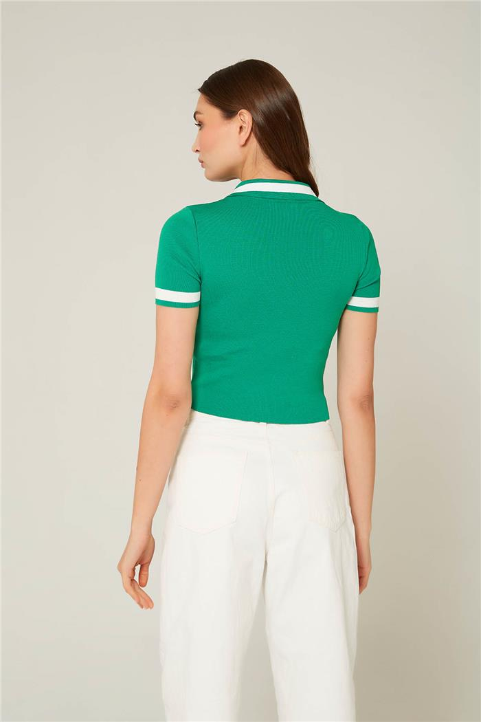 Avrile Kadın Çizgi Detaylı Polo Yaka Bluz BENETTON-BEYAZ A92309-S
