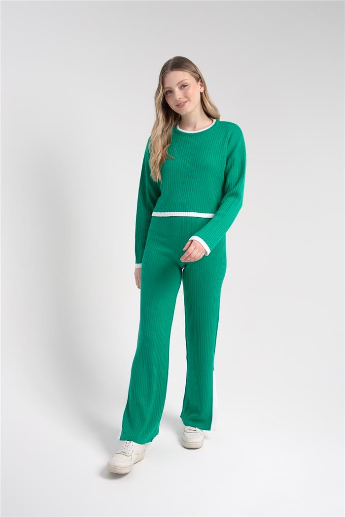 Avrile Kadın ÇİZGİ DETAYLI TRİKO TAKIM BENETTON-BEYAZ A92248-S