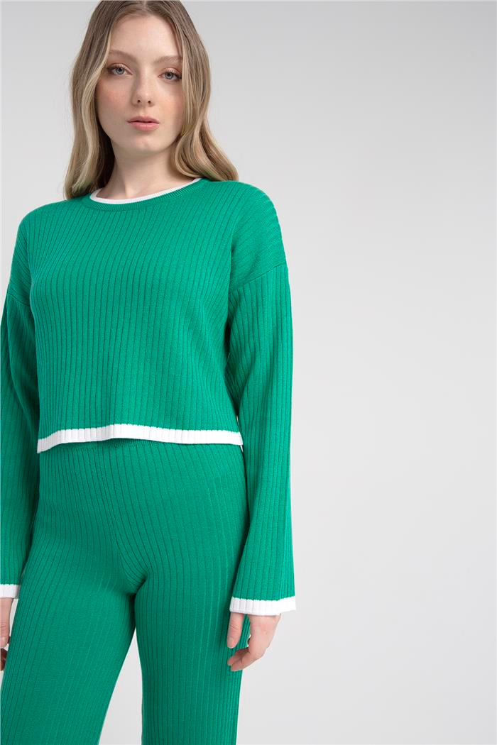 Avrile Kadın ÇİZGİ DETAYLI TRİKO TAKIM BENETTON-BEYAZ A92248-S
