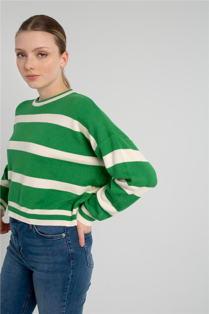 Avrile Kadın ÇİZGİLİ KAZAK BEJ-BENETTON A92267-S