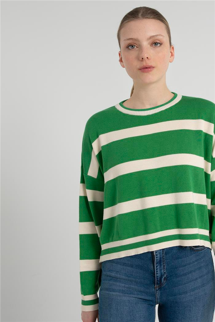 Avrile Kadın ÇİZGİLİ KAZAK BEJ-BENETTON A92267-S