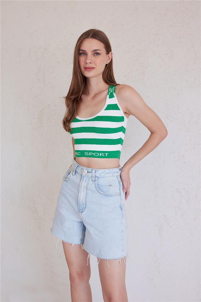 Avrile Kadın Çizgili Yazılı Triko Büstiyer BENETTON A91779-S
