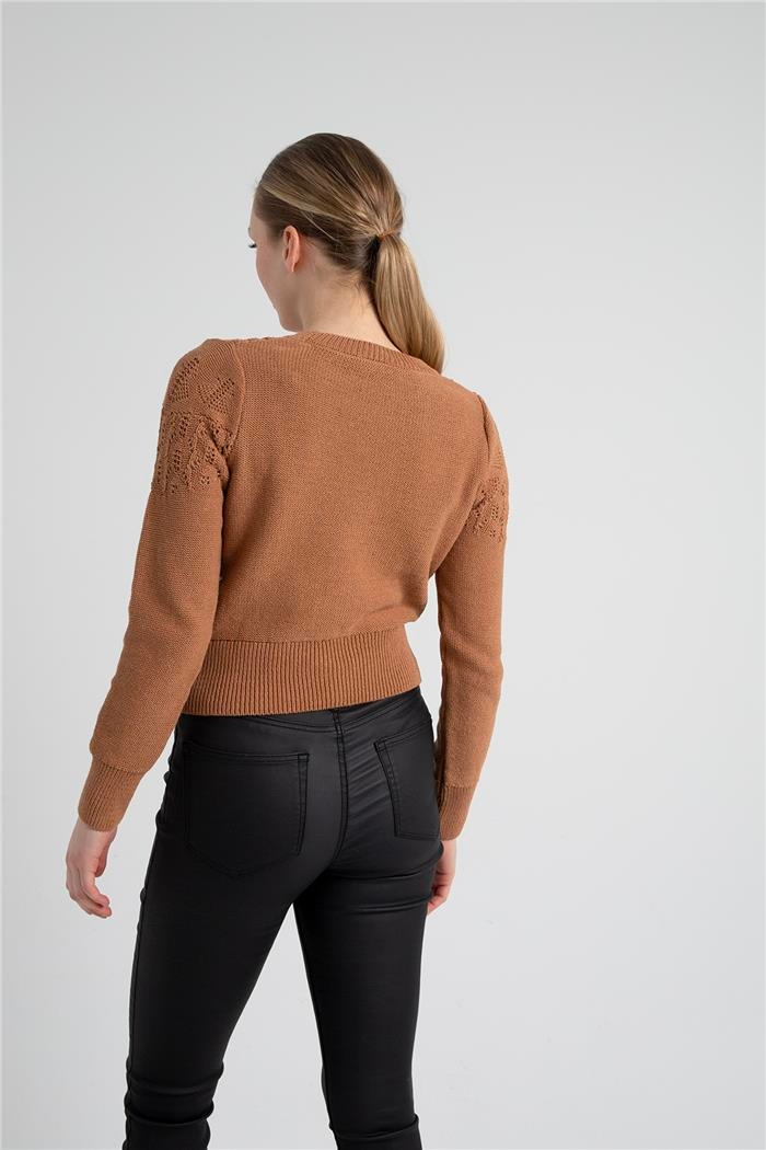 Avrile Kadın Dantel Detaylı Triko Kazak CAMEL A92254-S