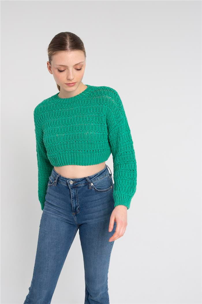 Avrile Kadın Desenli Crop Kazak BENETTON A92239-S