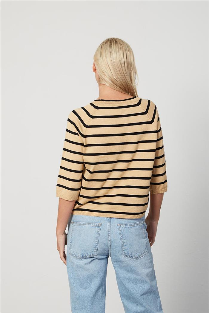 Avrile Kadın DÜĞMELİ REGLAN KOL KAZAK CAMEL-SİYAH A92312-S