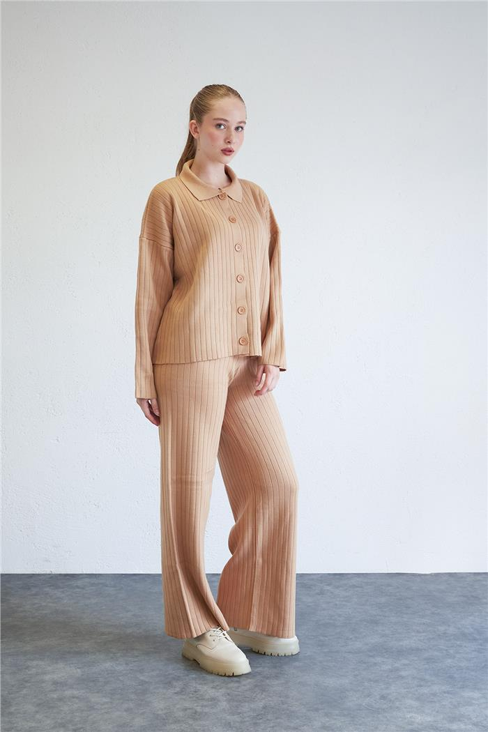 Avrile Kadın Fitilli Triko Takım CAMEL A92398-S