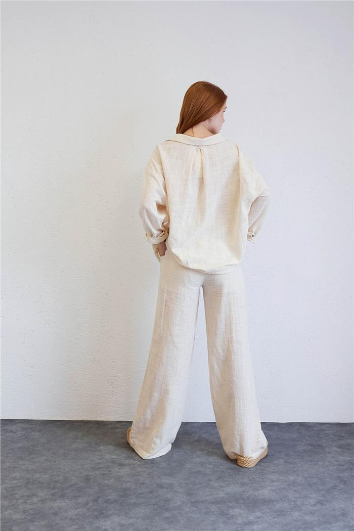 Avrile Kadın İşlemeli Oversize Gömlek HAM A23-10199