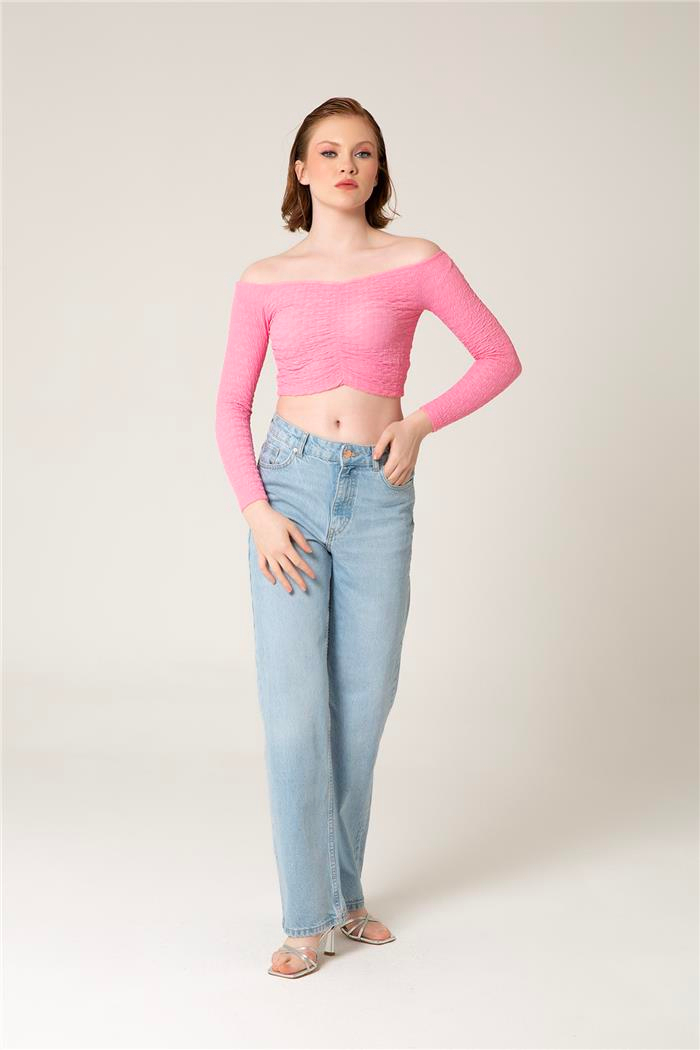 Avrile Kadın Önü Büzgülü Bluz PEMBE A23-10129