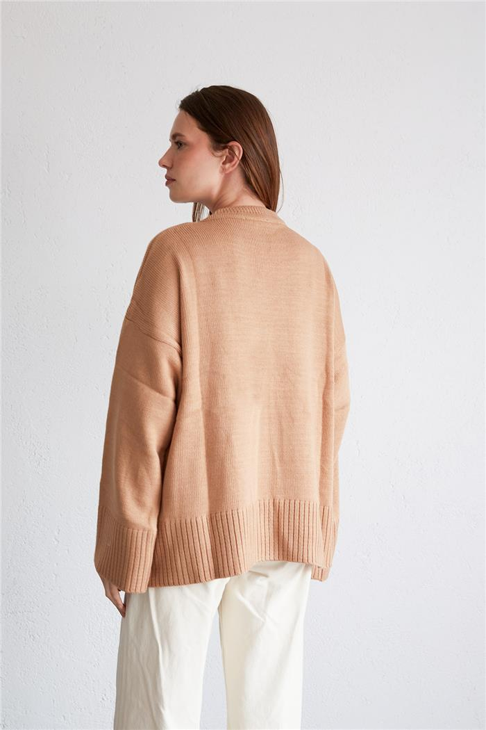 Avrile Kadın Oversize Basic Kazak CAMEL A92145-S