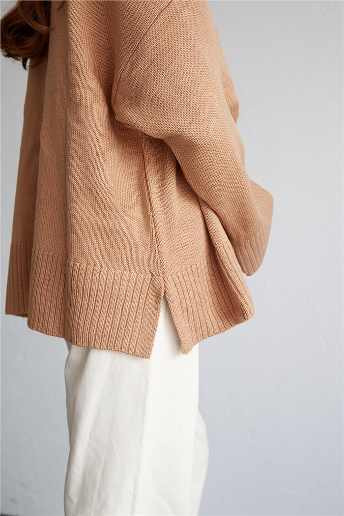 Avrile Kadın Oversize Basic Kazak CAMEL A92145-S
