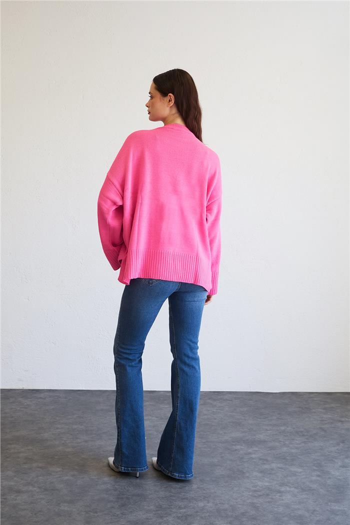 Avrile Kadın Oversize Basic Kazak FUŞYA A92145-S