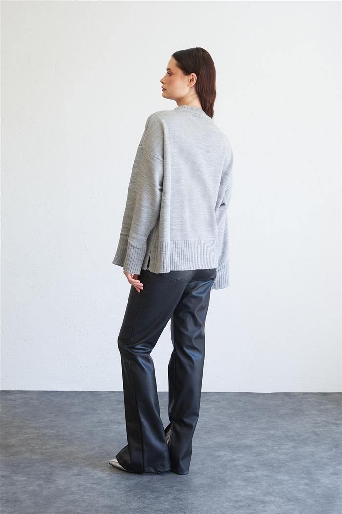 Avrile Kadın Oversize Basic Kazak GRİ A92145-S