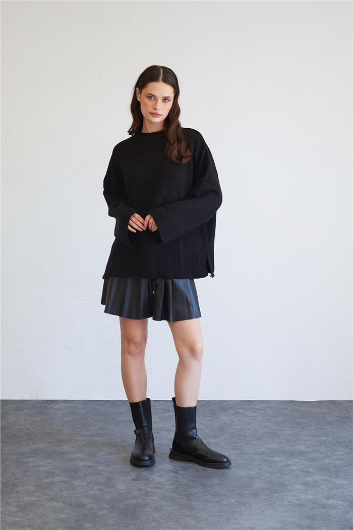 Avrile Kadın Oversize Basic Kazak SİYAH A92145-S