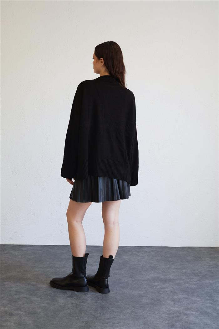 Avrile Kadın Oversize Basic Kazak SİYAH A92145-S