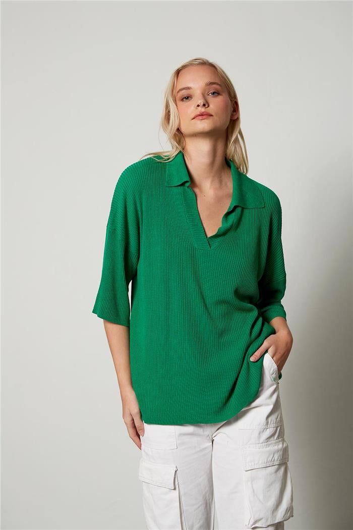 Avrile Kadın Polo Yaka Triko Bluz BENETTON A92305-S