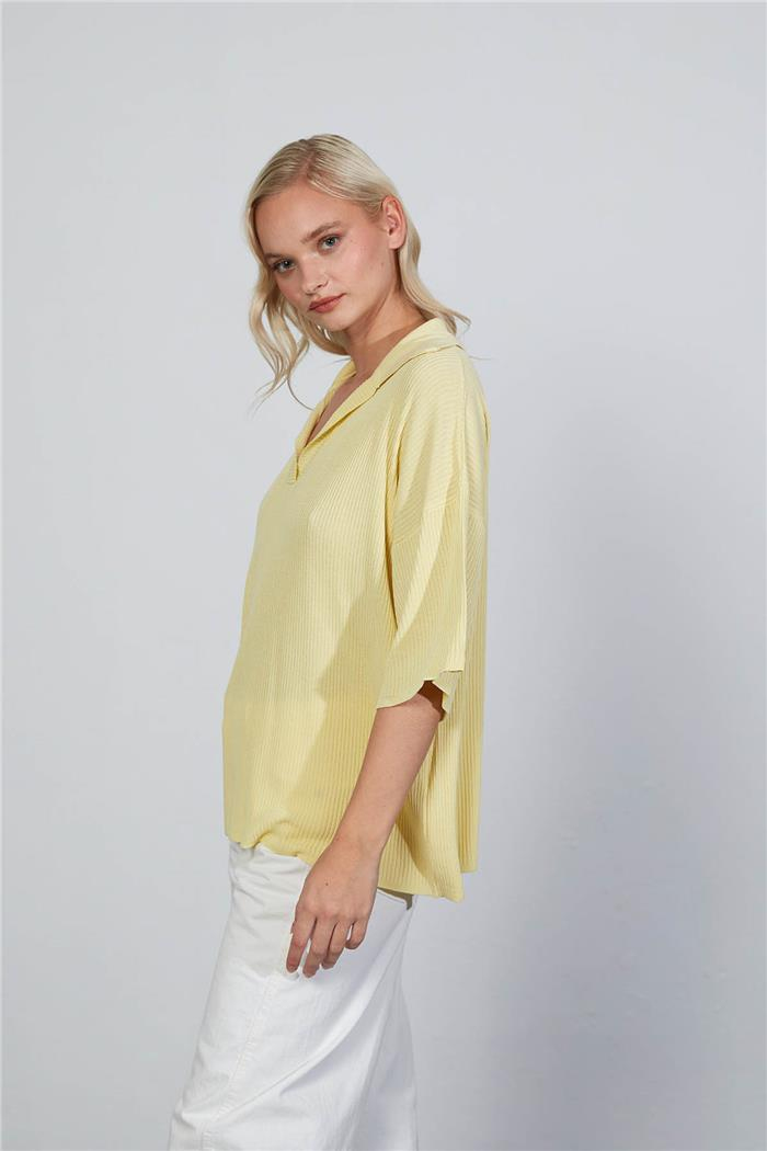 Avrile Kadın Polo Yaka Triko Bluz SARI A92305-S