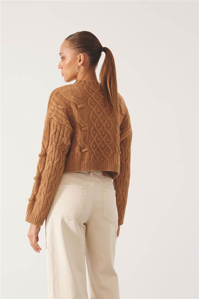 Avrile Kadın Ponponlu Triko Kazak CAMEL A92229-S