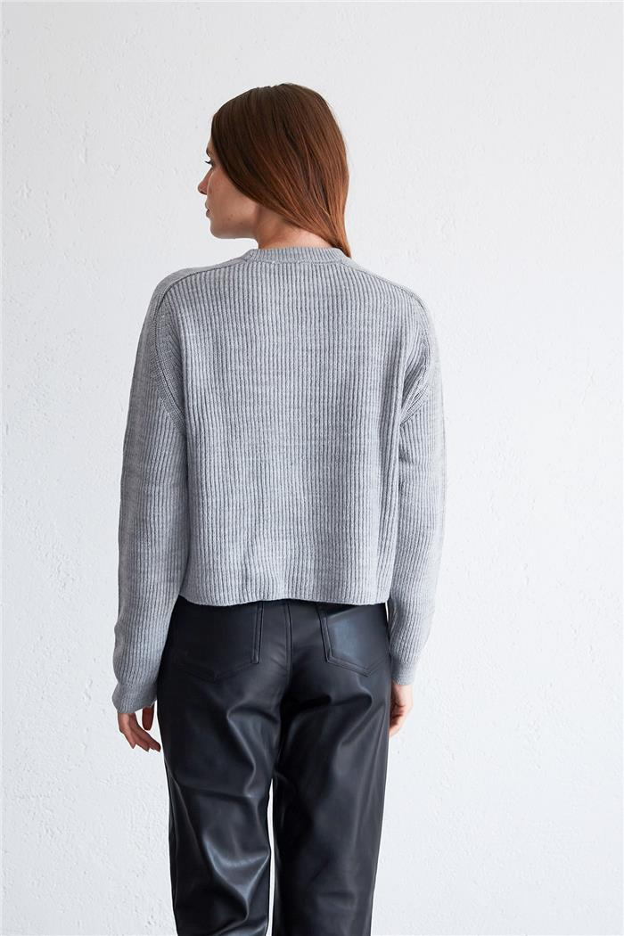 Avrile Kadın Reglan Kol Bisiklet Yaka Kazak GRİ A92241-S