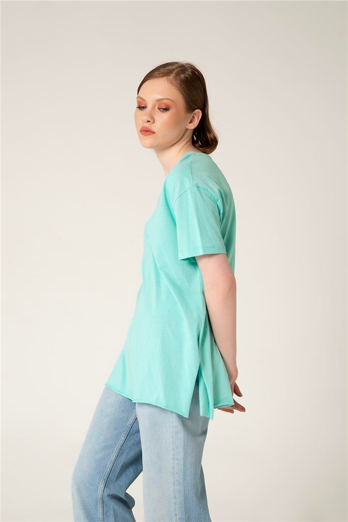 Avrile Kadın V Yaka Basic T-Shirt MİNT A23-10115