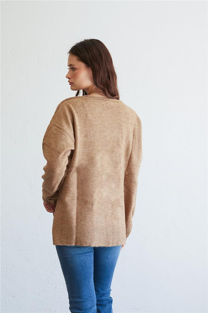 Avrile Kadın V YAKA KAZAK CAMEL A92250-S