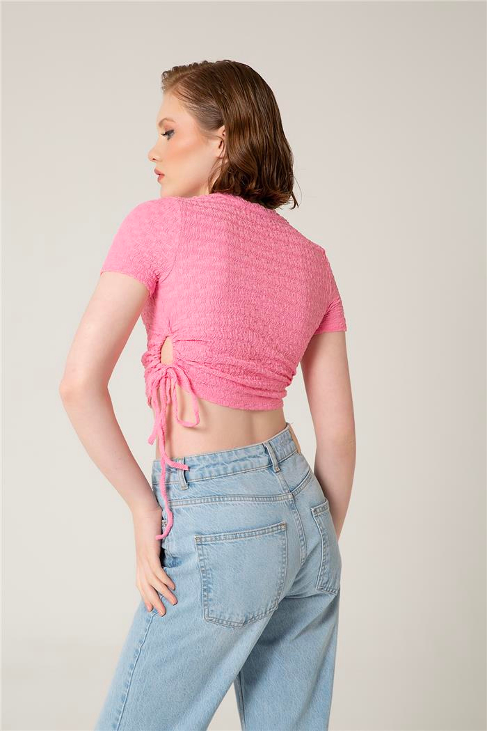 Avrile Kadın Yan Büzgü Detaylı Bluz PEMBE A23-10128