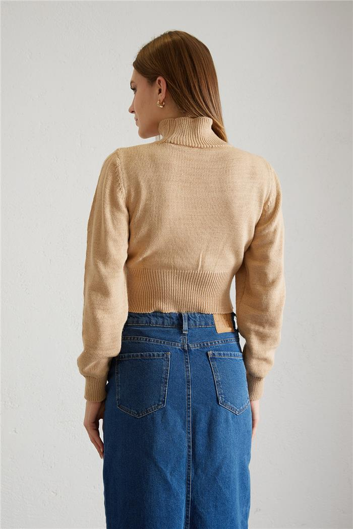 Avrile Kadın Yarım Balıkçı Triko Kazak CAMEL A92419-S