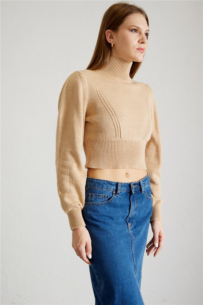 Avrile Kadın Yarım Balıkçı Triko Kazak CAMEL A92419-S