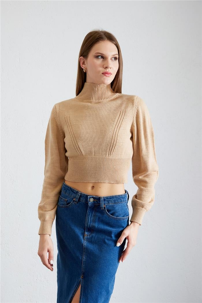 Avrile Kadın Yarım Balıkçı Triko Kazak CAMEL A92419-S