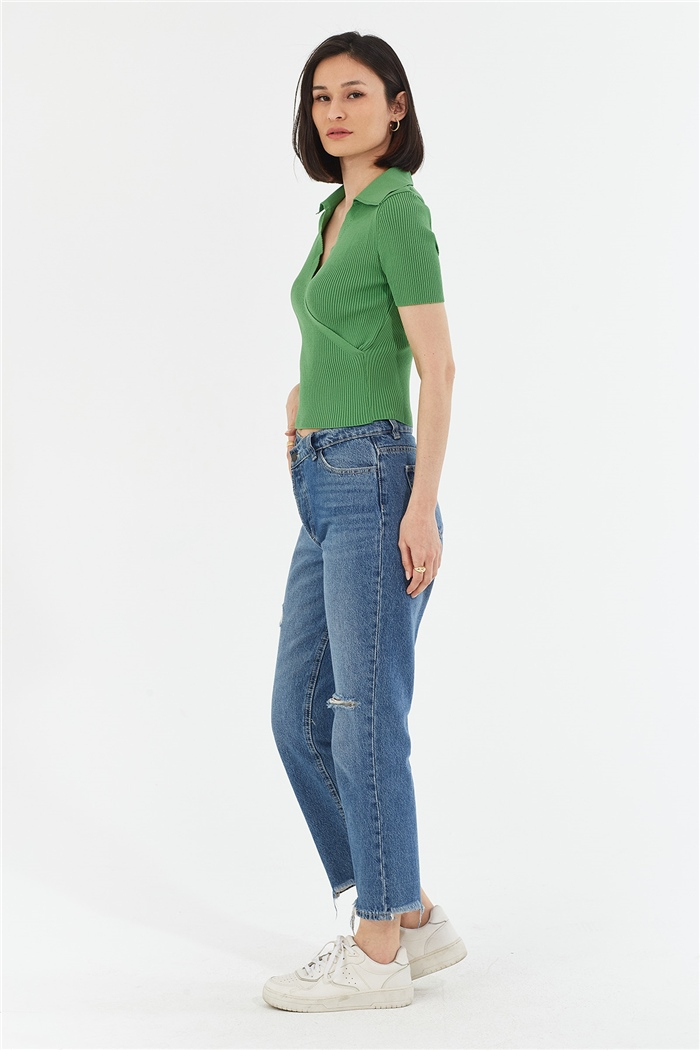 Avrile Kruvaze Polo Yaka Kazak  BENETTON  A92051-S