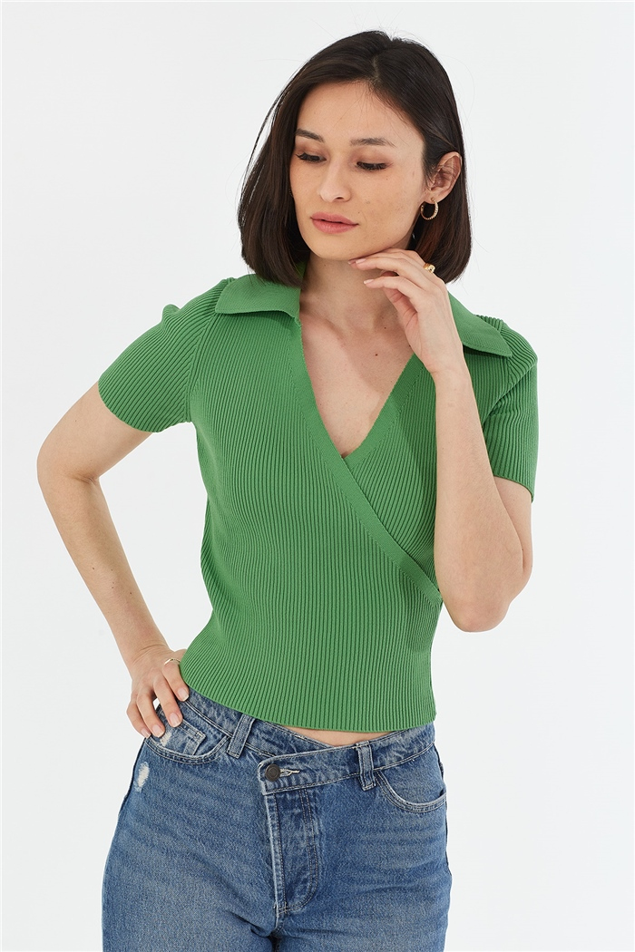 Avrile Kruvaze Polo Yaka Kazak  BENETTON  A92051-S