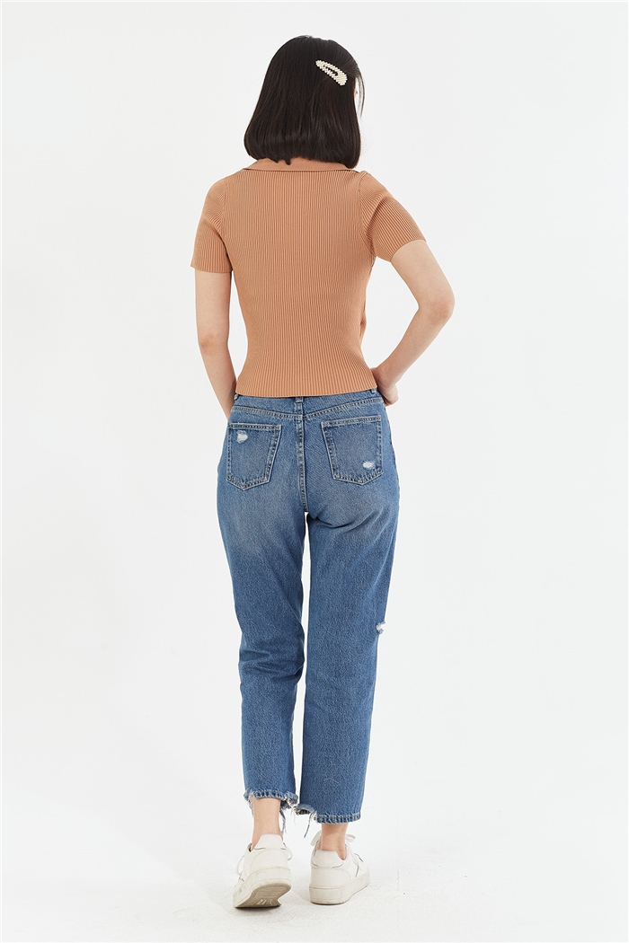 Avrile Kruvaze Polo Yaka Kazak  CAMEL  A92051-S