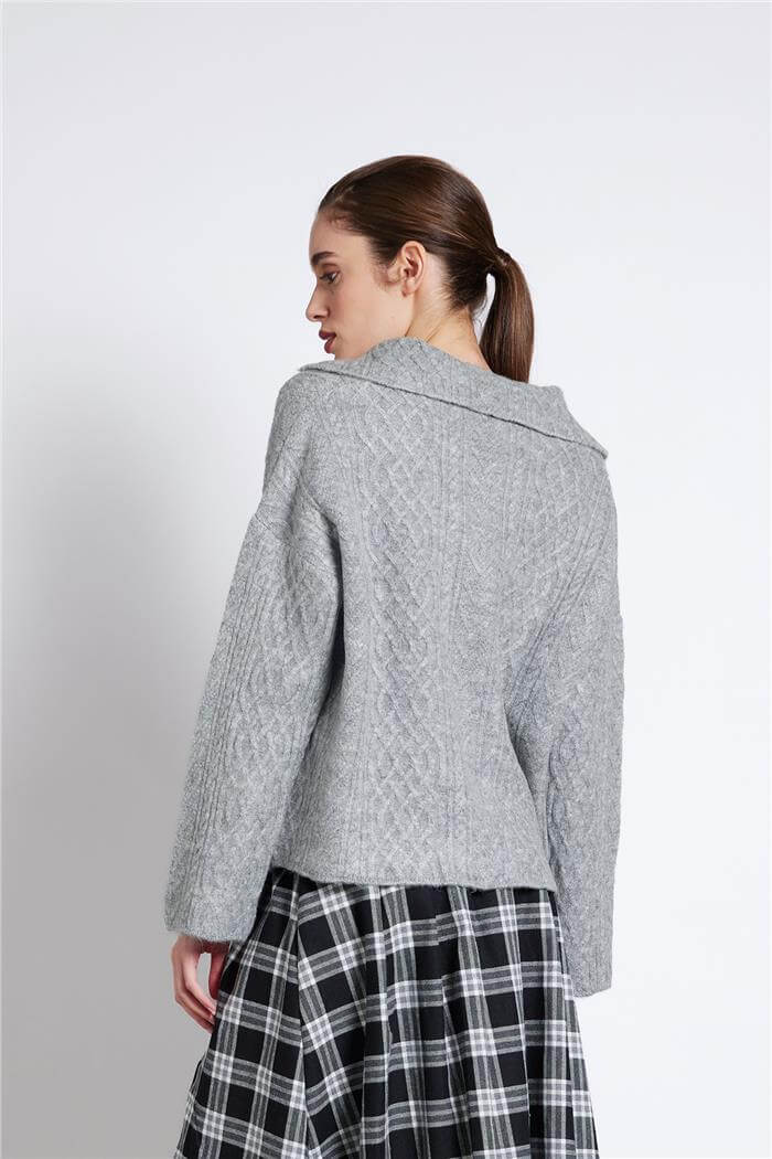 Avrile  Polo Yaka Triko Kazak GRİ A92628-S