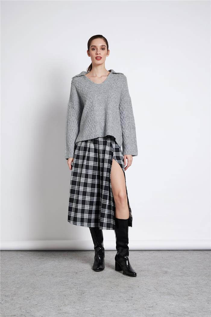 Avrile  Polo Yaka Triko Kazak GRİ A92628-S