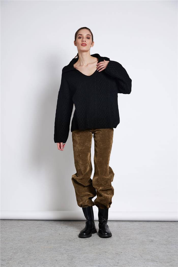Avrile  Polo Yaka Triko Kazak SİYAH A92628-S