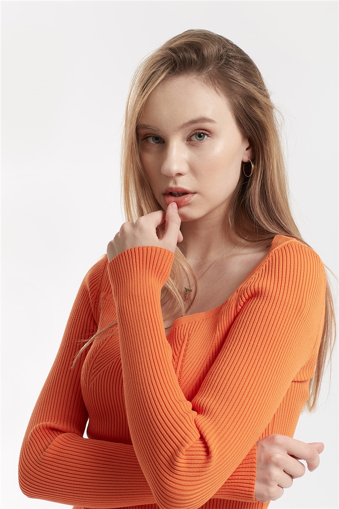 Avrile Triko Elbise  ORANJ  A92011-S