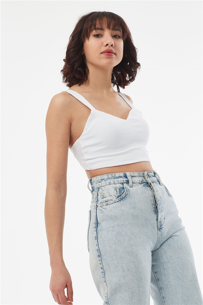 Nisan ASKILI KAŞKORSE CROP  BEYAZ  N22-1411