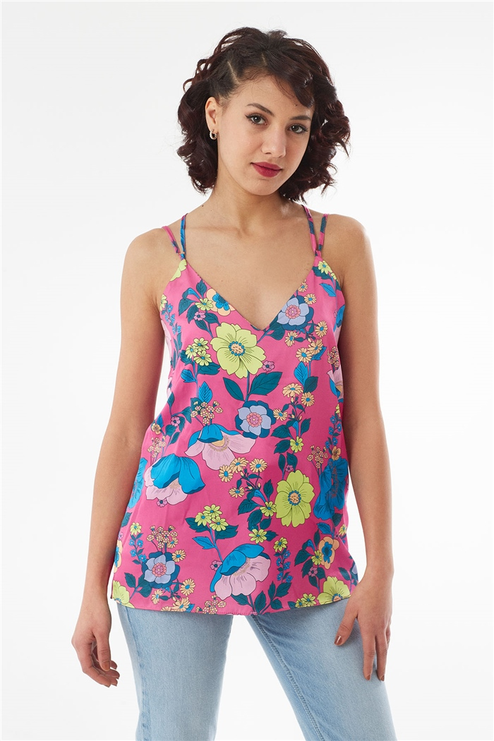 Nisan ASKILI SATEN BLUZ  FUŞYA  N22-1393
