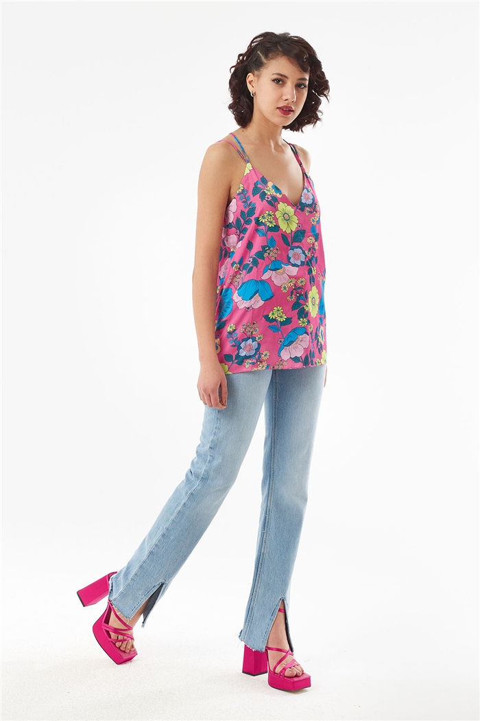 Nisan ASKILI SATEN BLUZ  FUŞYA  N22-1393