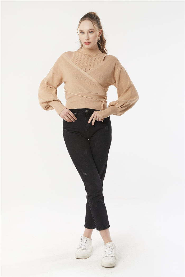 Nisan Atletli Krovaze Triko Kazak  CAMEL  TT3393-Z