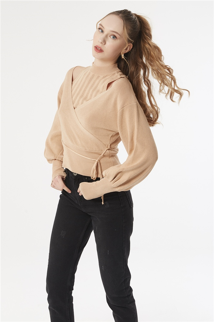 Nisan Atletli Krovaze Triko Kazak  CAMEL  TT3393-Z