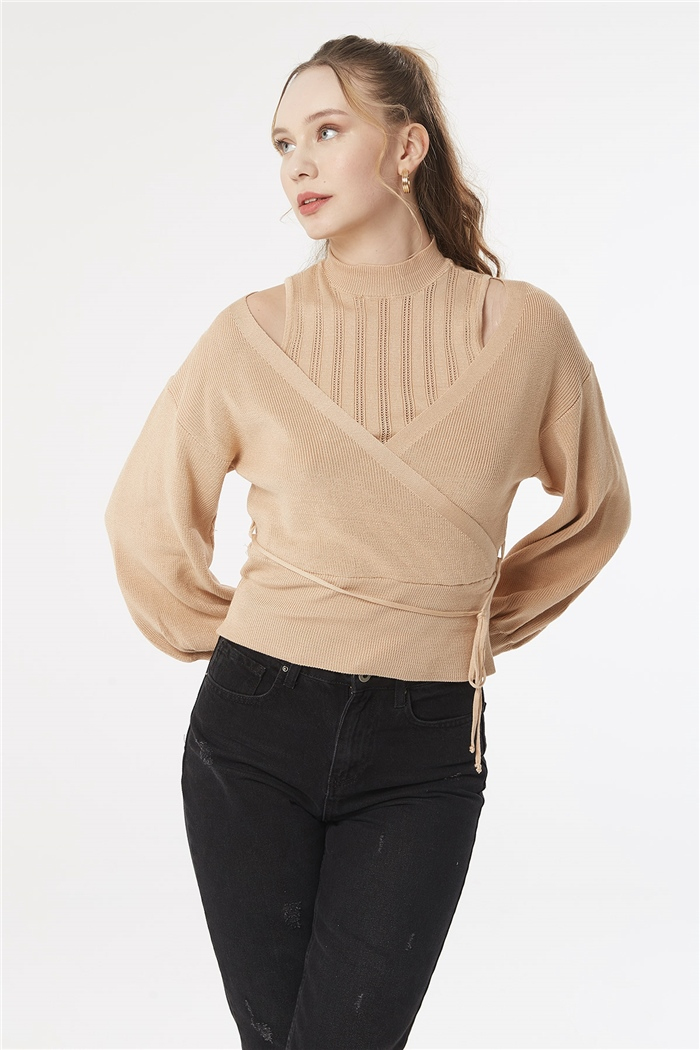 Nisan Atletli Krovaze Triko Kazak  CAMEL  TT3393-Z