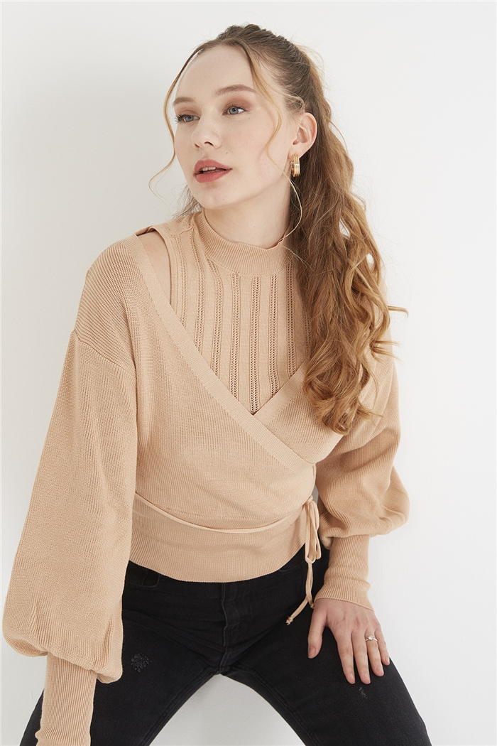 Nisan Atletli Krovaze Triko Kazak  CAMEL  TT3393-Z