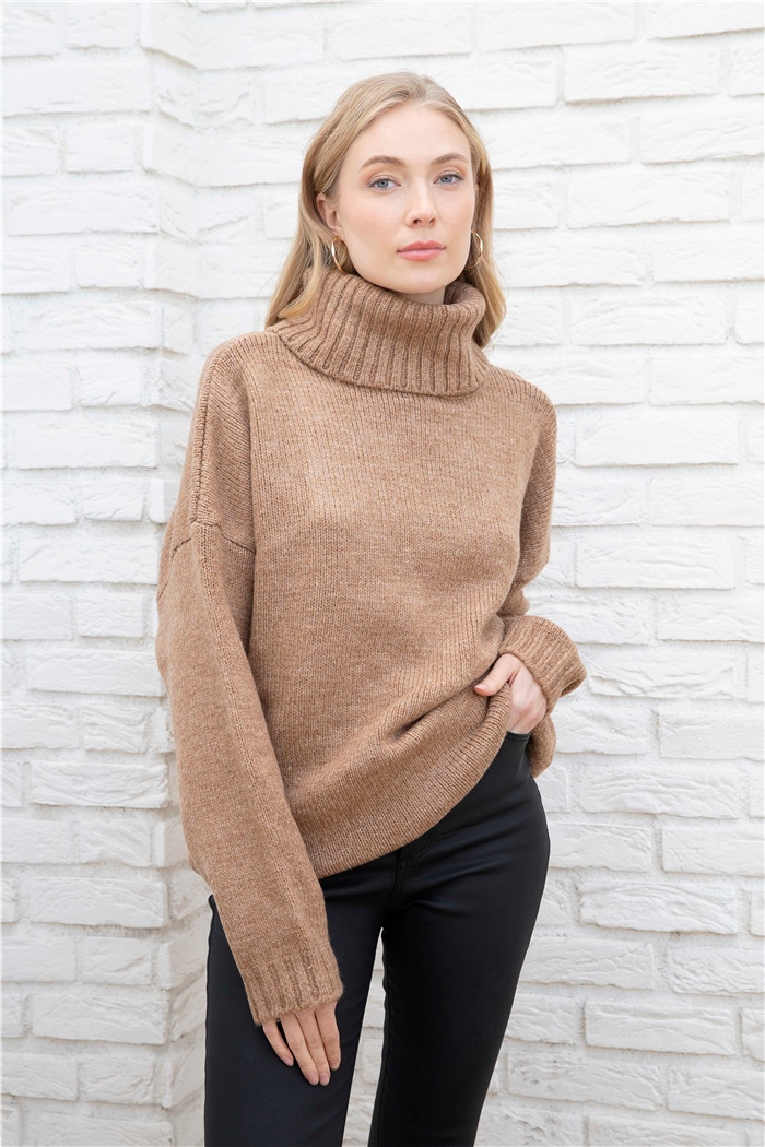 Nisan BALIKÇI YAKA KAZAK  CAMEL  TT3727-Z