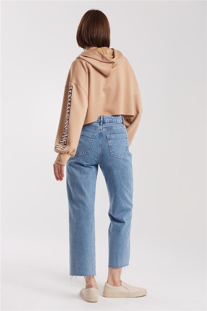 Nisan Baskılı Kısa Sweatshirt  CAMEL  N21-1254